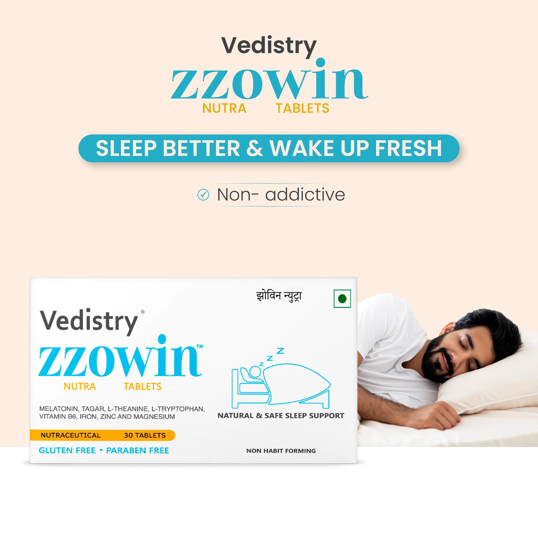Vedistry Sleep & Stress Care Combo - Natural Sleep Aid & Anxiety Relief Tablets Set
