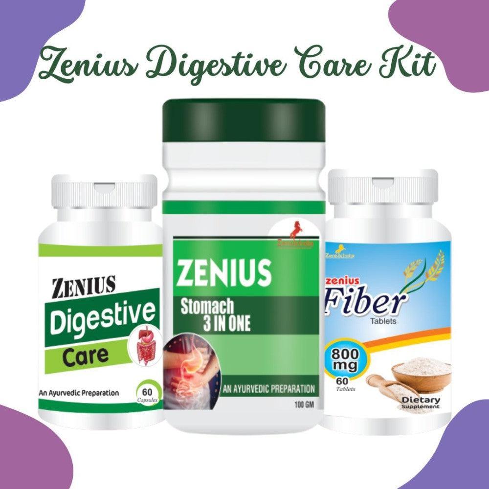 Zenius Digestive Care Kit - Kit of 60 Capsules, 60 Tablets & 100g Powder