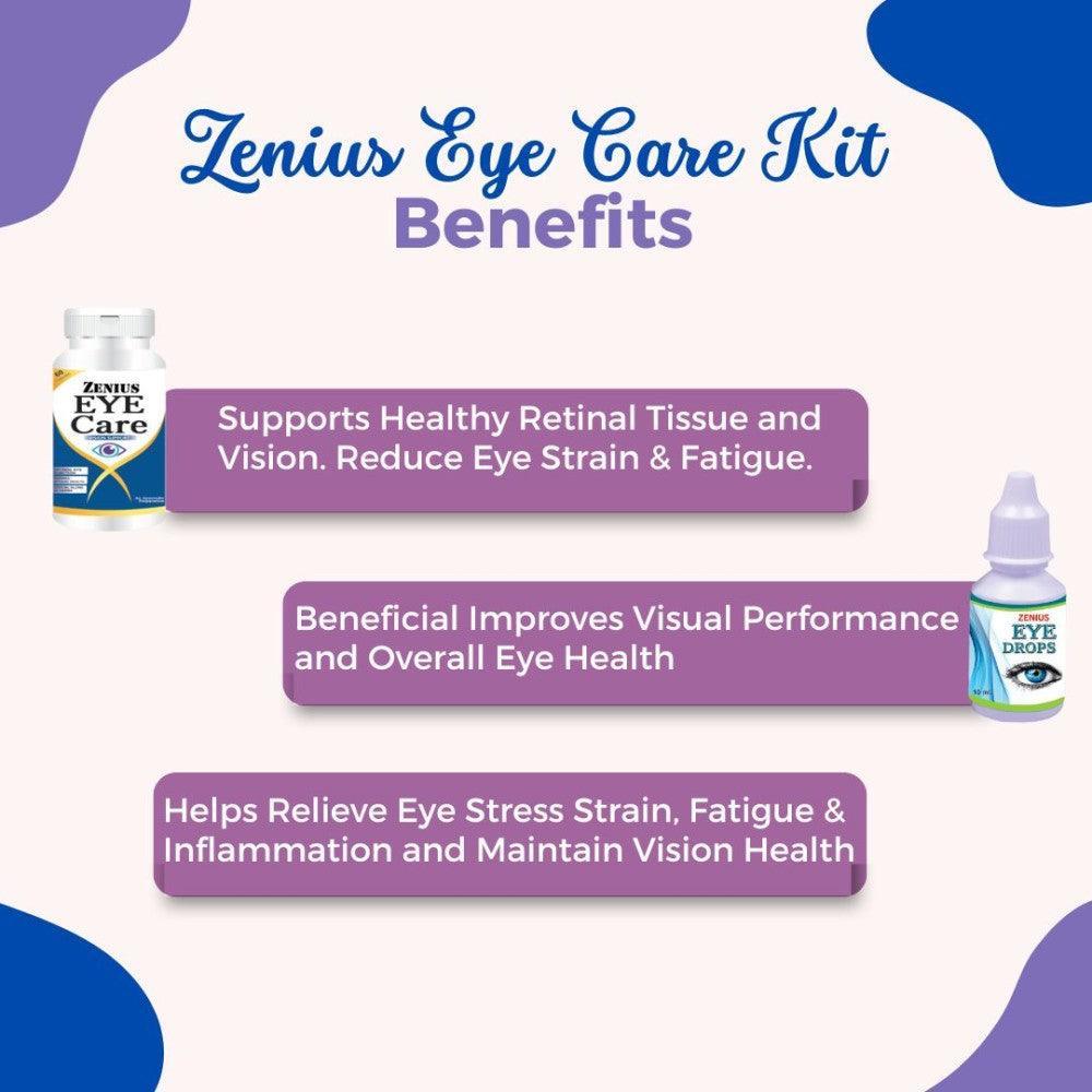 Zenius Eye Care Kit for Eye Health, Vision Care (60 Capsule and 10ML Drop)