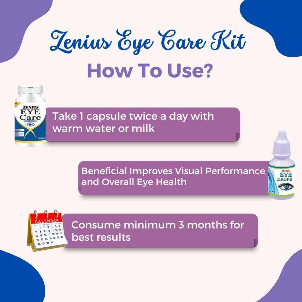 Zenius Eye Care Kit for Eye Health, Vision Care (60 Capsule and 10ML Drop)