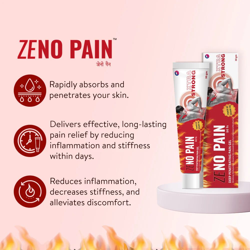 Lifesen Zenopain - Pain Relief Gel 30gm | Power of Aesame Oil Non-sticky Non-staining | Suitable for Back Pain, Muscle Pain, Joint Pain, Knee Pain, Sports related injuries (Pack of 1)