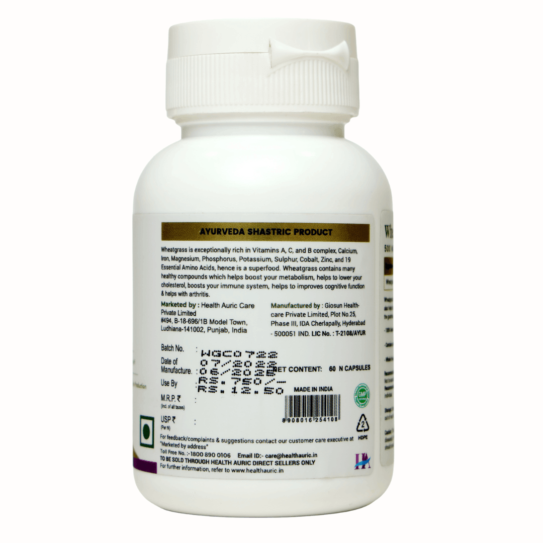 Health Auric Wheat Grass Capsules - 500mg