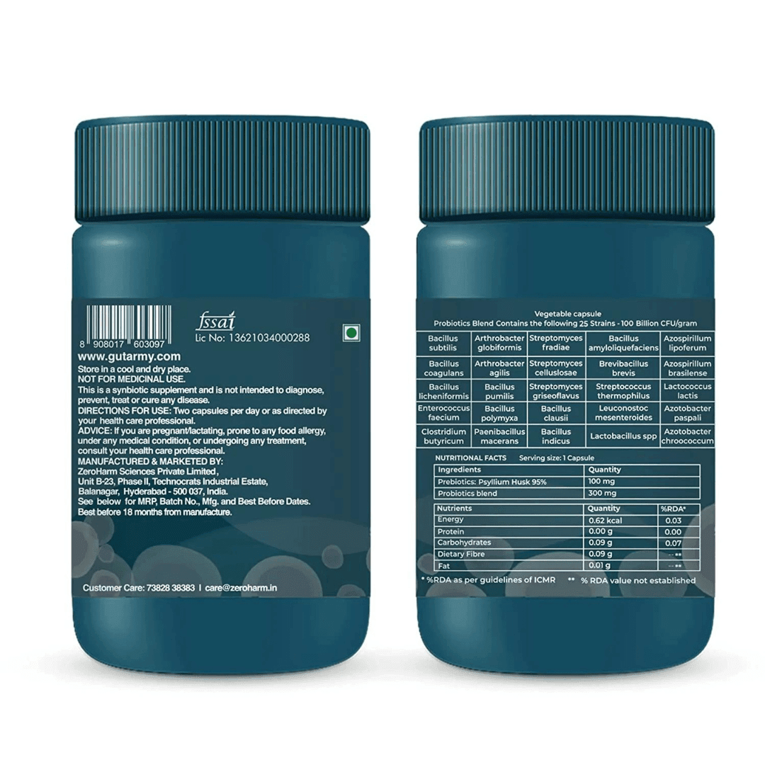 Zeroharm Sciences Gut Army Vegetarian Capsule