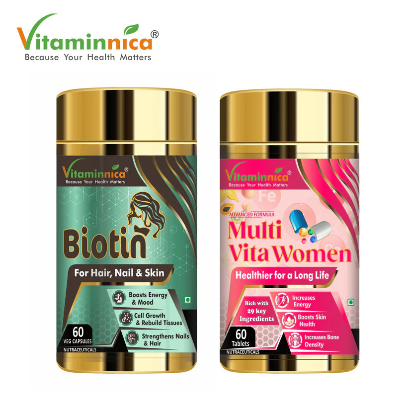 Vitaminnica Women's Multi & Biotin Combo Pack - Hair, Skin, Nails & Immunity, 120 Count