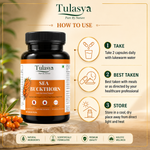 Tulasya Sea Buckthorn 1000mg (60 Capsules) | Rich in Omega 3, 6, 7 & 9 | Cellular Health, Skin Hydration & Immune Support