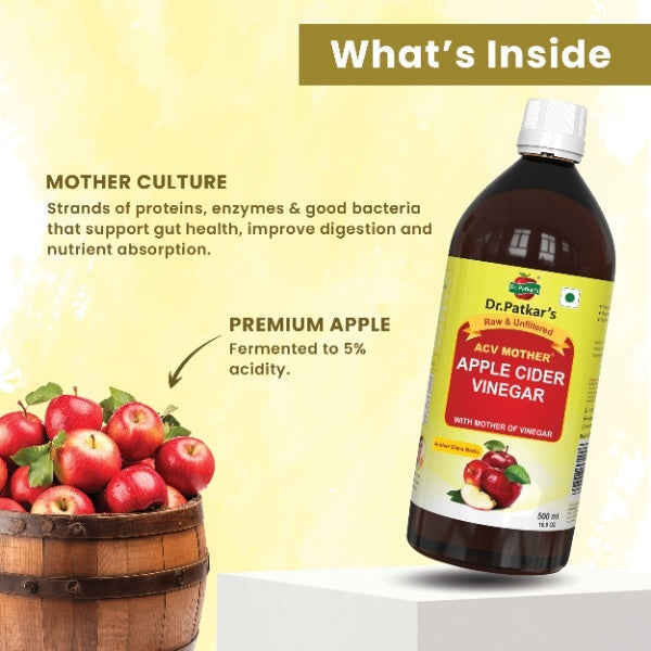 Dr. Patkar's Apple Cider Vinegar with the Mother of Vinegar - Metabolic Balance & Gut Harmony (500ml)