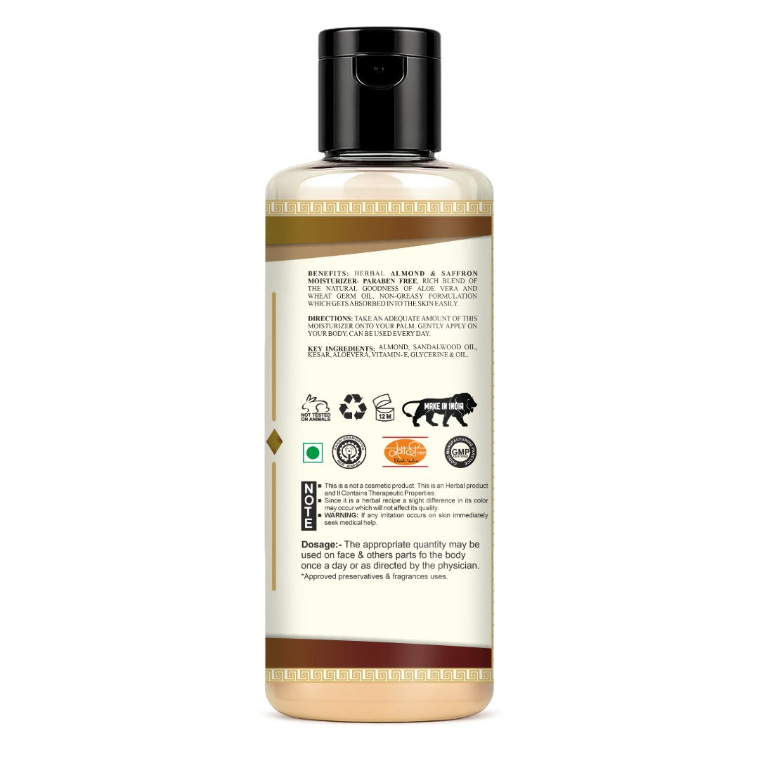 Khadi Care Herbal Almond & Saffron Moisturizer with Sheabutter - 210ml