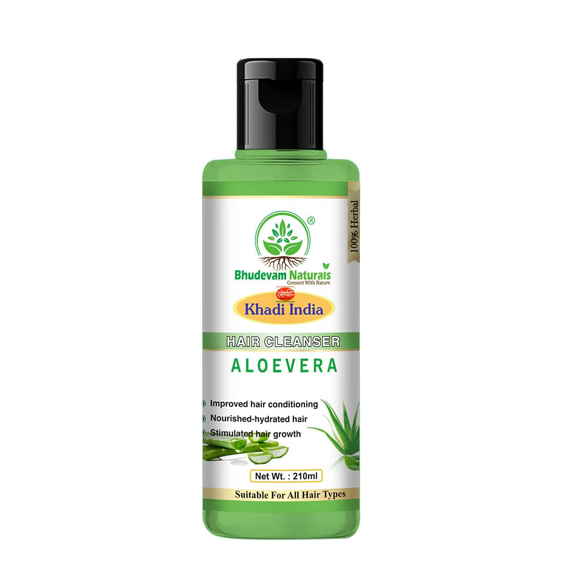 Bhudevam Naturals Khadi Aloe Vera Shampoo for Hair Growth & Scalp Care- 210ML