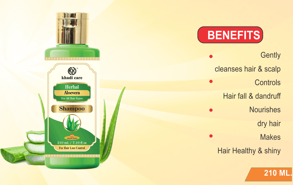 Khadi Care Herbal Aloevera Shampoo for Smooth & Hydrated Hair - 210ml
