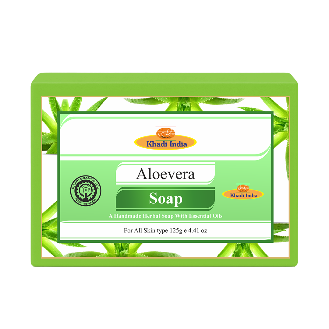 Khadi Care Herbal Aloe Vera Soap for Moisturizing & Skin Soothing - 125g