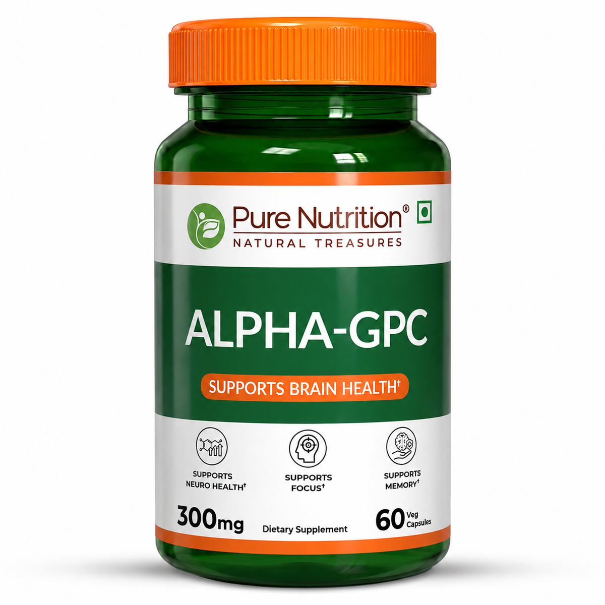 Pure Nutrition Alpha-GPC 300mg 60 vegetarian capsules for focus and cognitive wellness