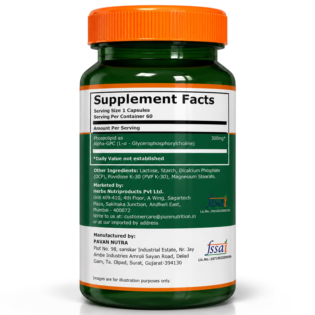 Pure Nutrition Alpha-GPC 300mg – 60 Veg Capsules for Focus, Mental Clarity & Cognitive Support