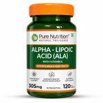 Pure Nutrition Alpha Lipoic Acid (ALA) Capsules 300mg - 120 Veg Capsules with Vitamin E