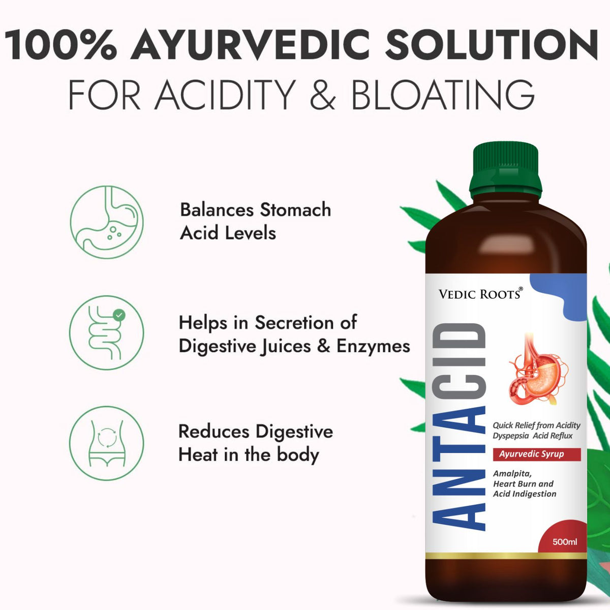 Vedic Roots Antacid Syrup for Acidity | Natural Remedy for Acid Reflux & Indigestion