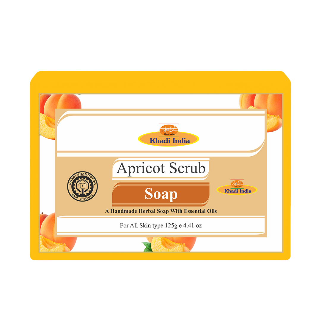 Khadi Care Herbal Apricot Scrub Soap for Exfoliation & Smooth Skin - 125g