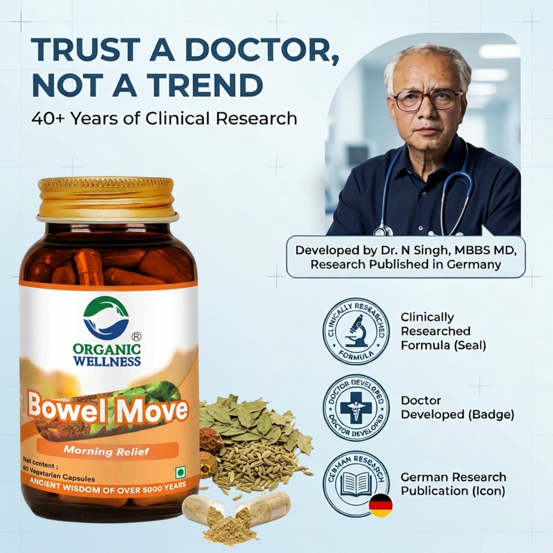 Organic Wellness Bowel-Move Capsules - 90 Capsules