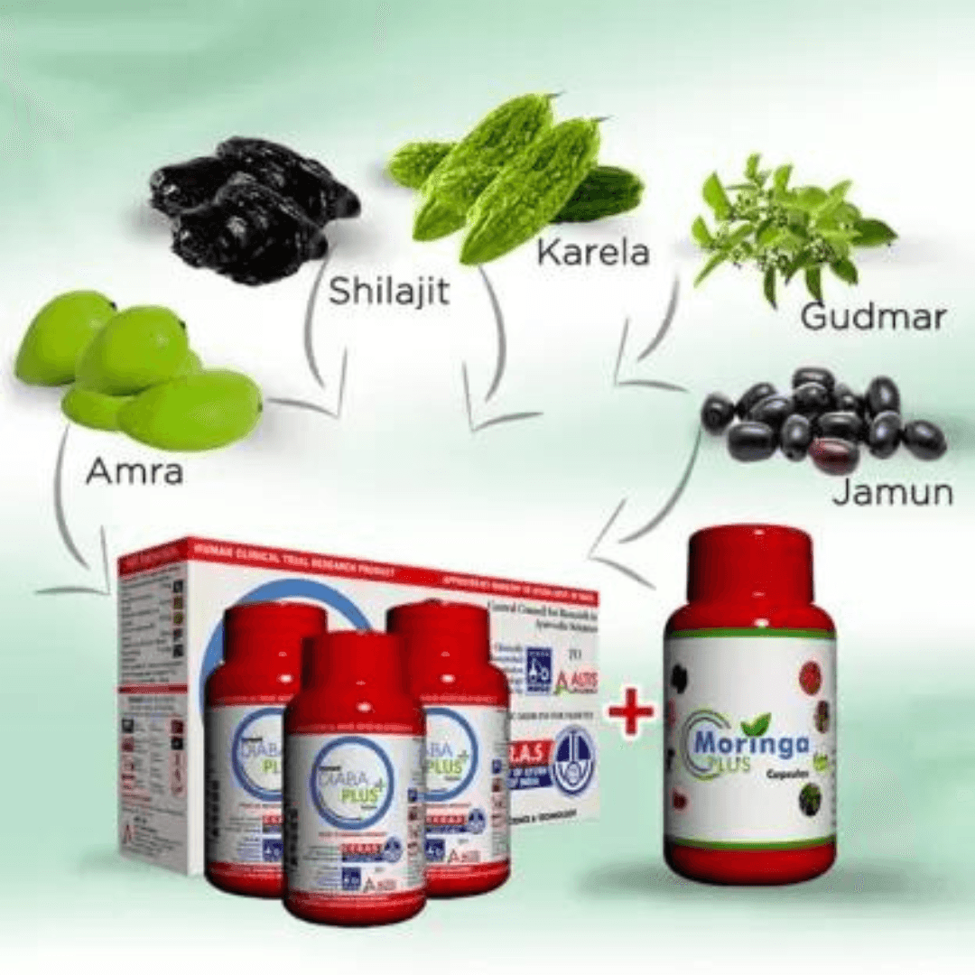 Deemark Diaba Plus Tablet with Moringa Plus Capsules Combo (540tab & 60cap )
