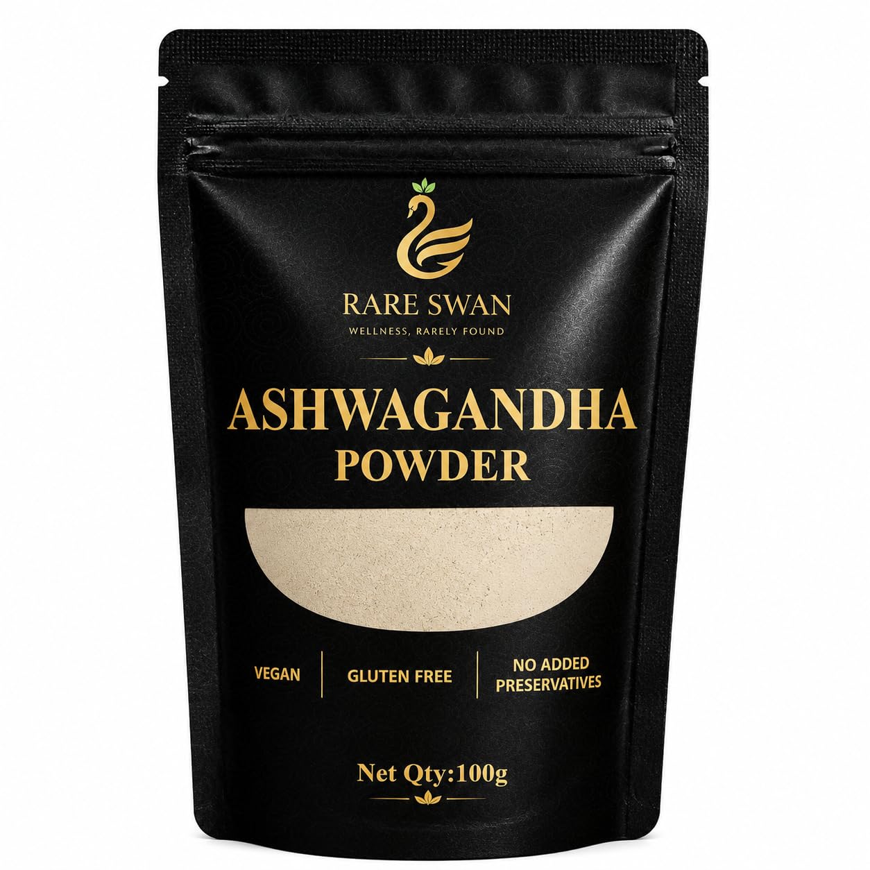 Rare Swan Ashwagandha Root Powder 100g | Withania Somnifera | Plant-Based Superfood | Vegan | Finely Ground for Easy Mixing | No Added Preservatives