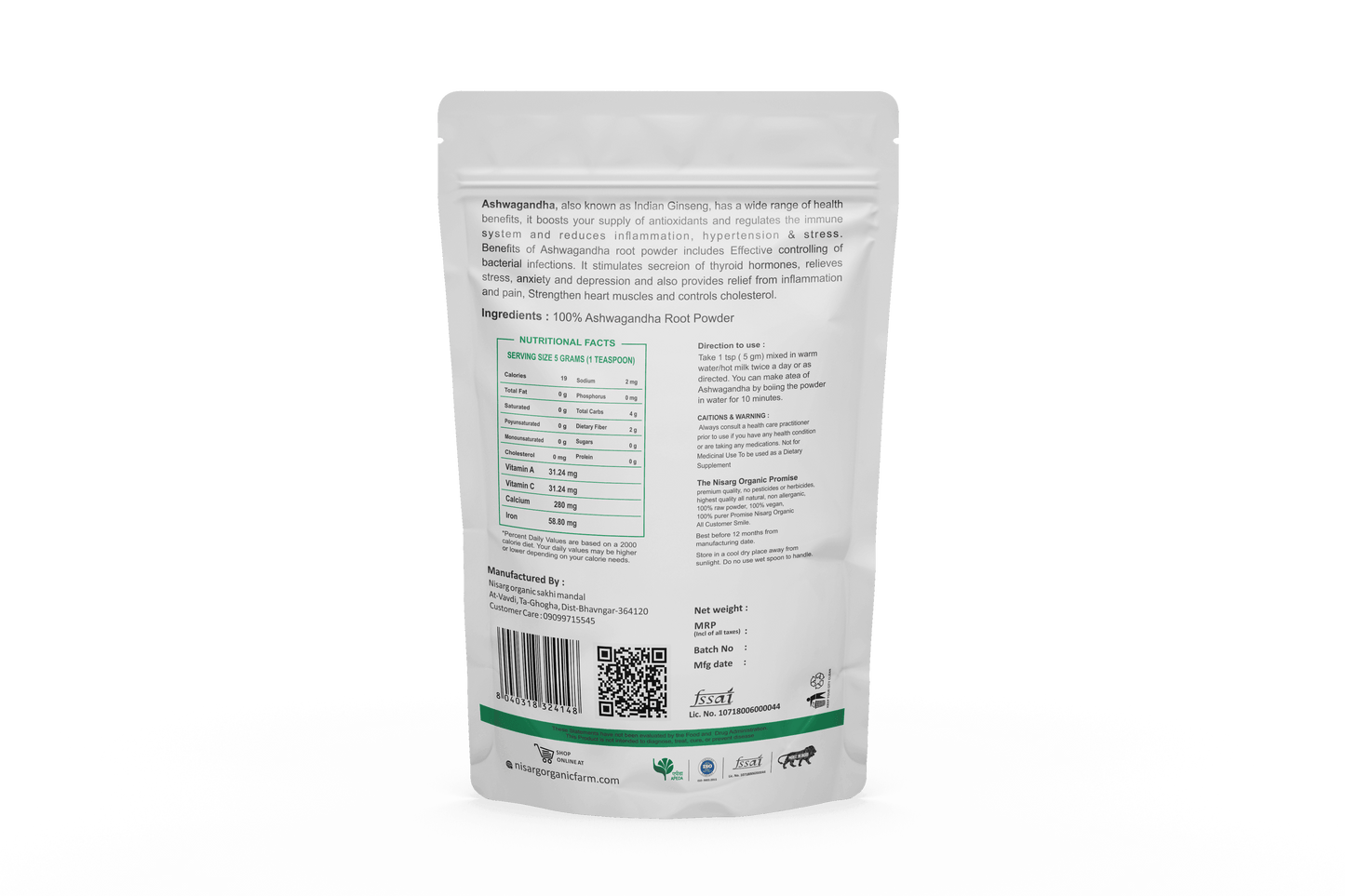 Nisarg Organic Farm Ashwagandh Root Powder