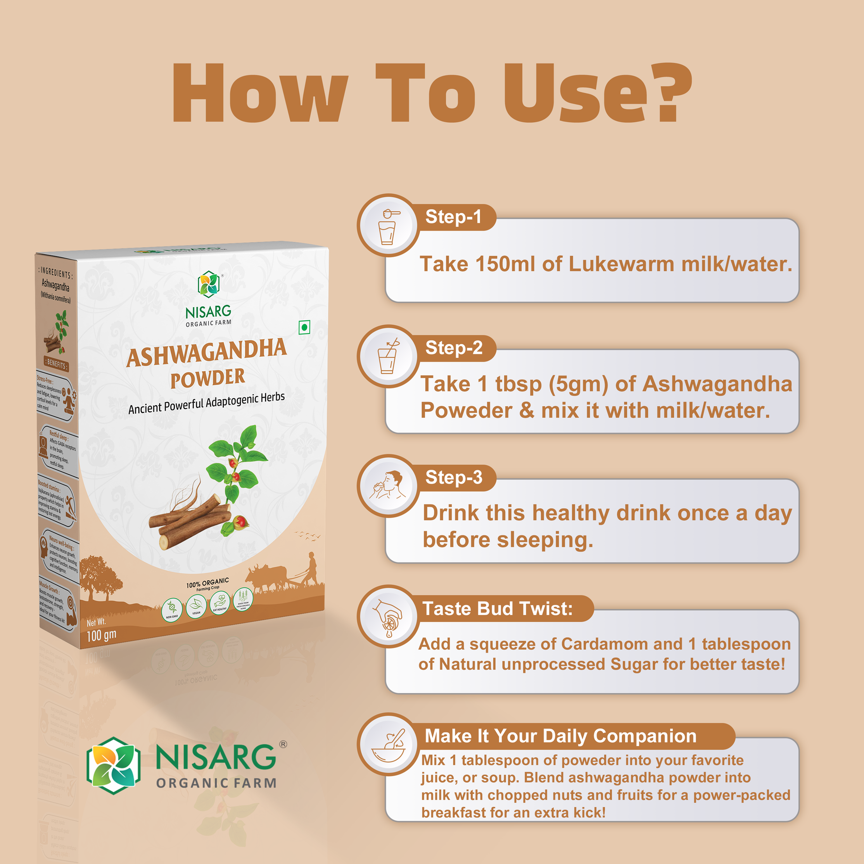 Nisarg Organic Farm Ashwagandh Root Powder