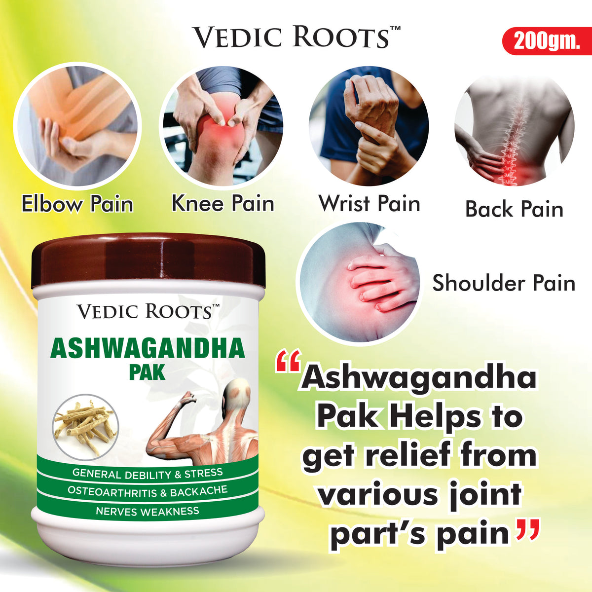 Vedic Roots Ashwagandha Pak | Best Ashwagandha for Joint Pain | Relief for Aching Joints