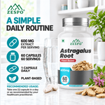 Zespo Astragalus Root 10:1 Extract 600 mg – 60 Capsules