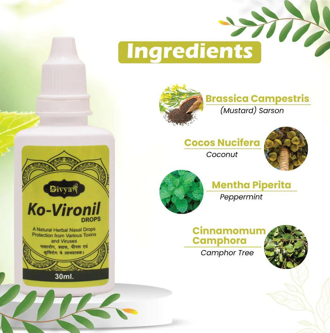 Divya Shree Ko-Vironil Drops For Blocked Nose & Dryness, Sinus, Snoring and Daily Cleansing of the Nose | Nasal Solution