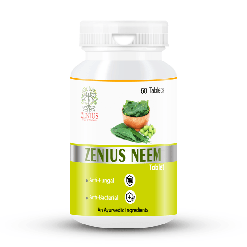 Zenius Neem Tablets - Natural Detox and Skin Health Tablets with Anti-Bacterial and Anti-Inflammatory Properties - 60 Tablets