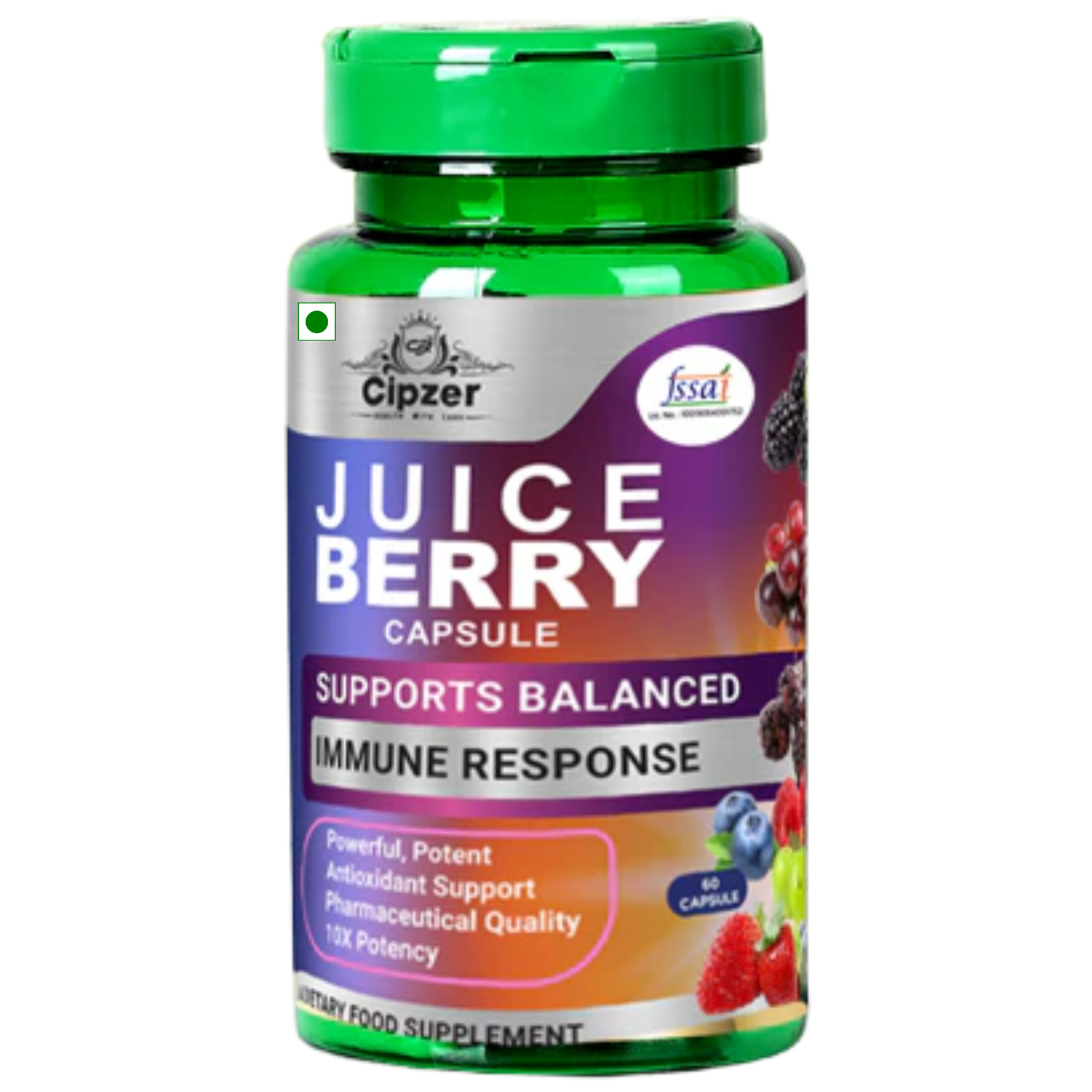 Cipzer Juice Berry Capsules - Natural Antioxidant & Immune Support (60 Capsules)
