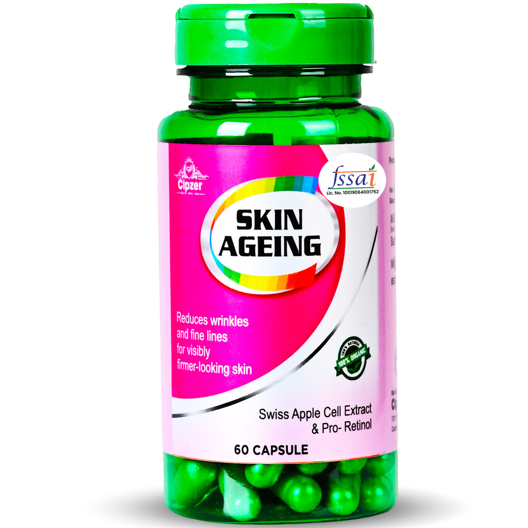 Cipzer Skin Ageing Support - Herbal Formula for Skin Radiance & Elasticity (60 Capsules)