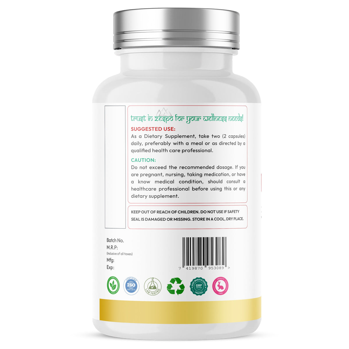 Zespo Berberine Complex 1,200 mg | Berberine HCl with Milk Thistle, Turmeric, Ceylon Cinnamon & Black Pepper | Metabolic & Gut Support | 120 Veg Capsules