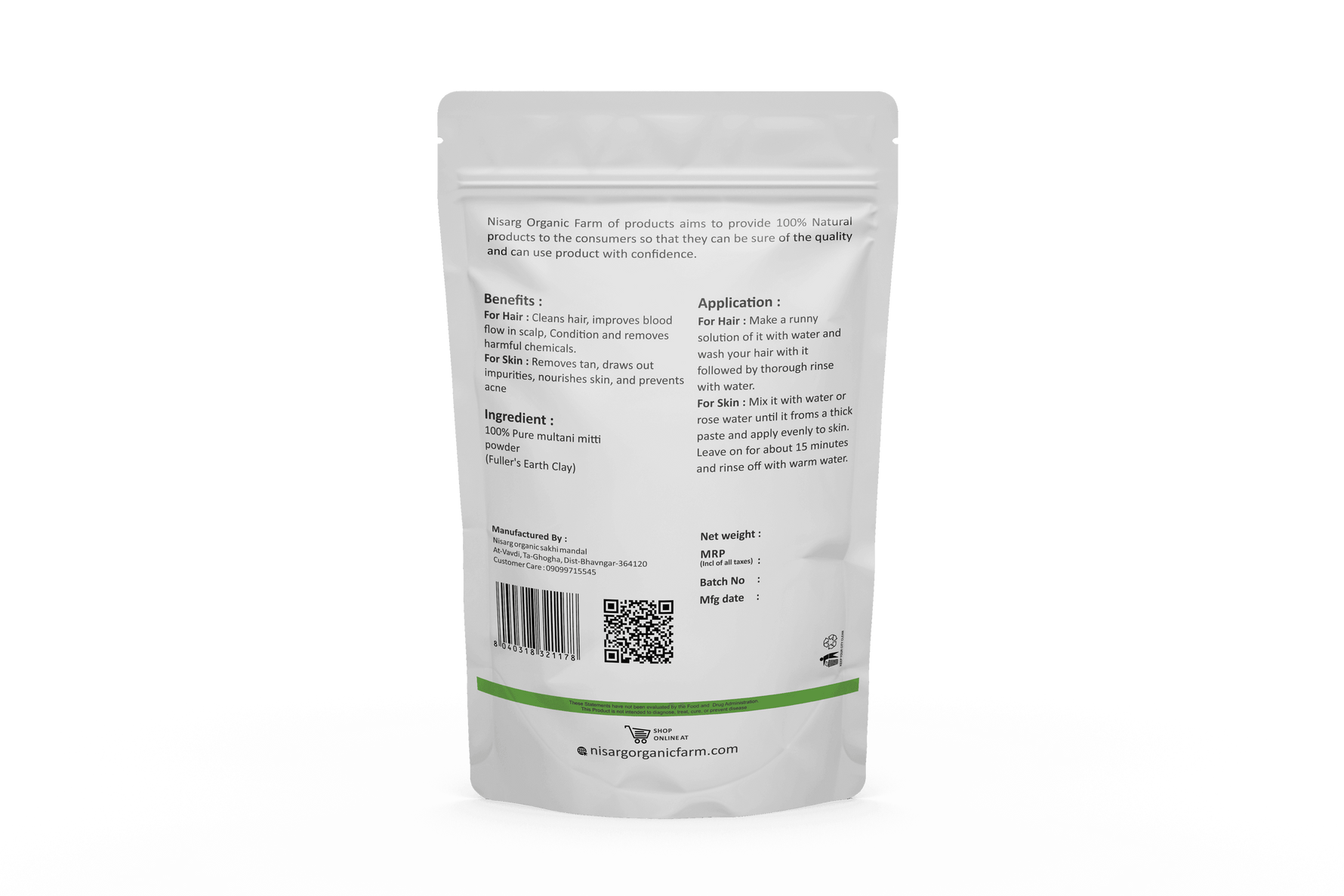 Nisarg Organic Farm Multani Mitti Powder