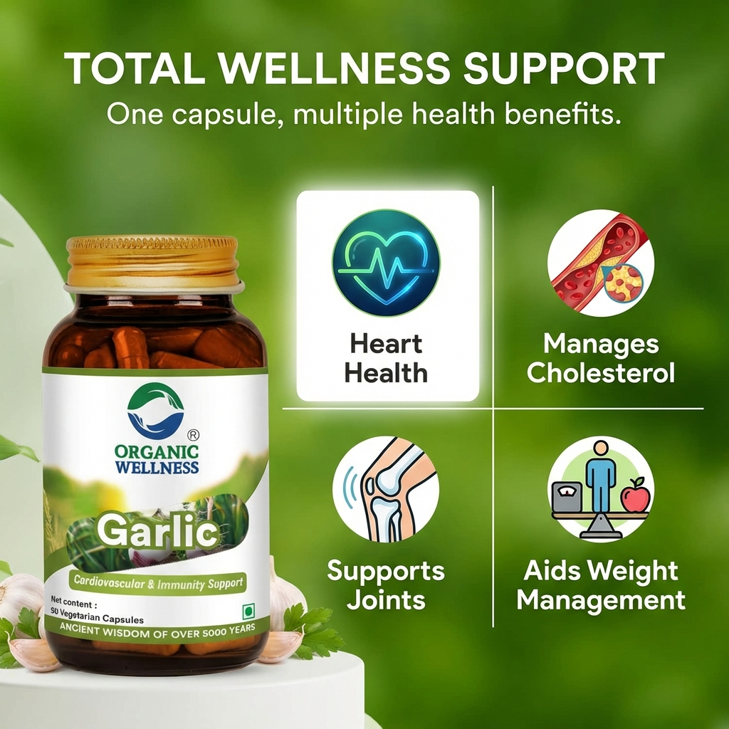 Organic Wellness Garlic Capsules -  90 Vegetarian Capsules