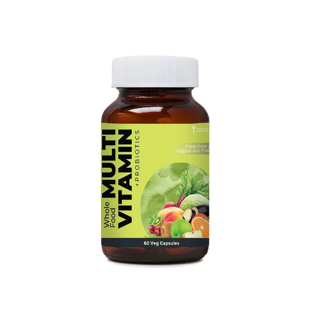ZEROHARM Multivitamins + Probiotics Capsule With A, B , D & E Vitamins, Prebiotics for Energy, Gut Health, Digestion for Men & Women - 60 Veg Capsule