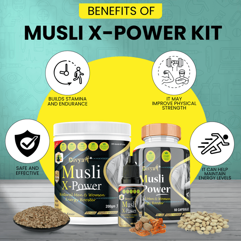 Divya shree Musli X-Power Cap, Oil and Prash Kit for Women & Men