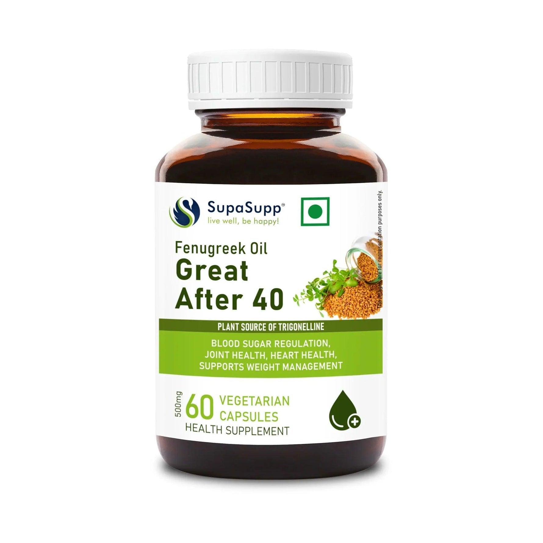Sri Sri Tattva SupaSupp Fenugreek Oil Vegetarian Capsule Great After 40 for Blood Sugar Regulation| 60 Veg Cap, 500mg