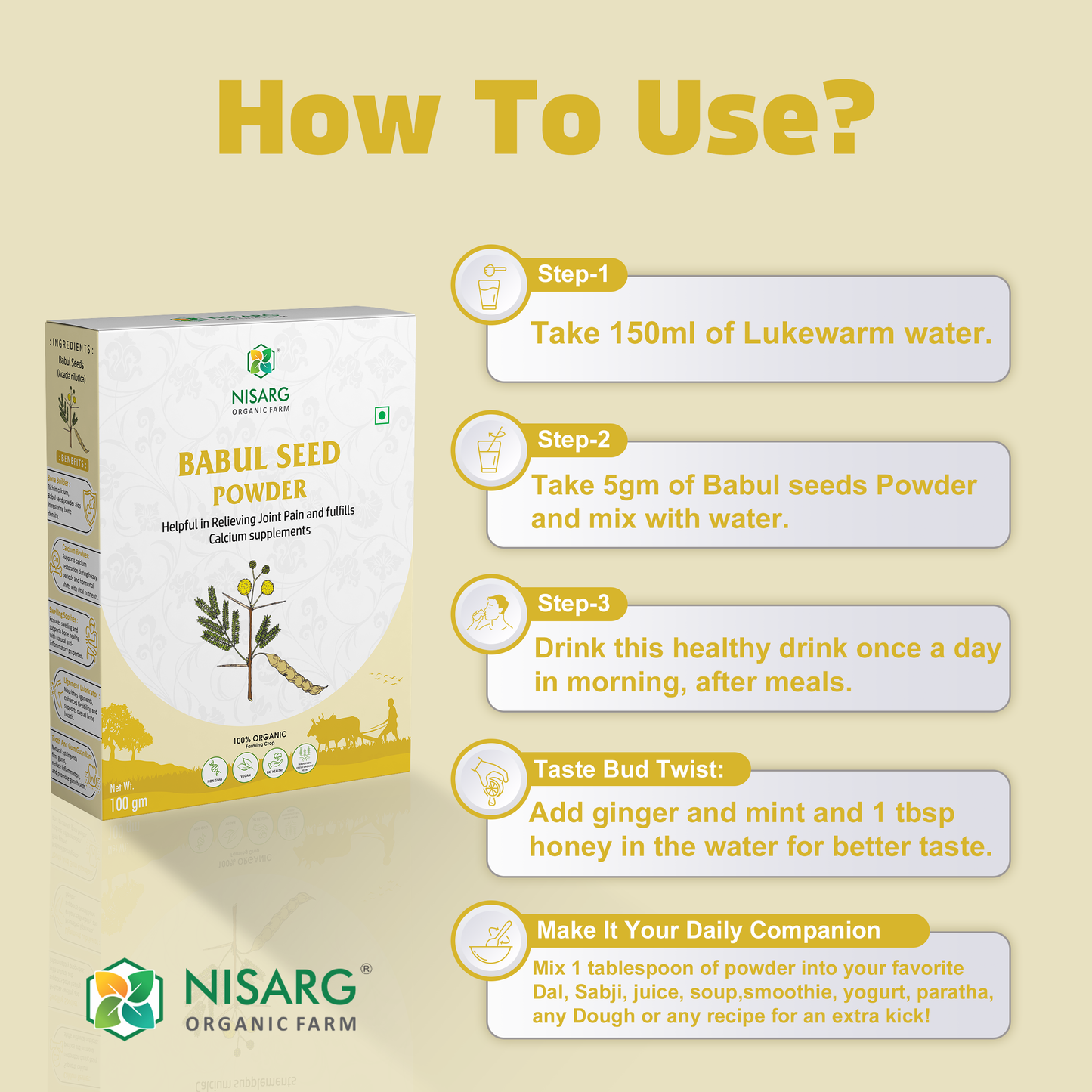 Nisarg Organic babool phali powder