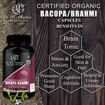 DR. JPG Organic Brahmi / Bacopa Capsules (500mg, 60 Veg Capsules) | For Memory Wellness & Cognitive Support | 100% Certified Organic