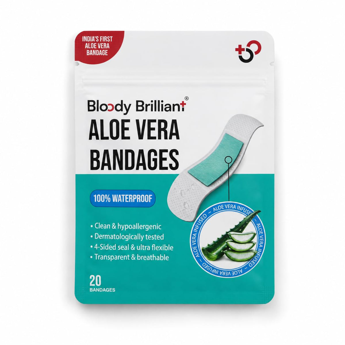 Bloody Brilliant Aloe Vera Bandages 72x19 mm, Pack of 20