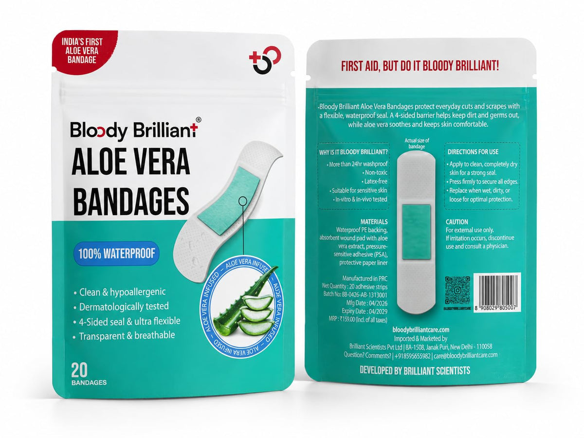 Bloody Brilliant Aloe Vera Bandages 72x19 mm, Pack of 20