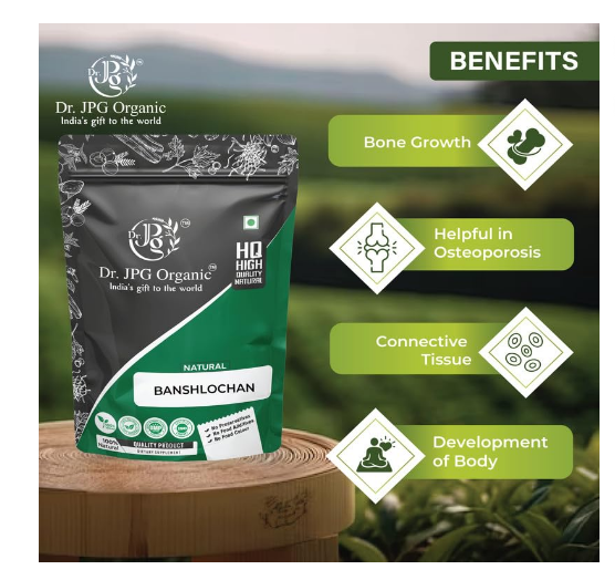 Dr. JPG Natural Banshlochan-250g / Tabashir/Bambusa Arundinacea/ISO & GMP Certified. (Pack Of 1)