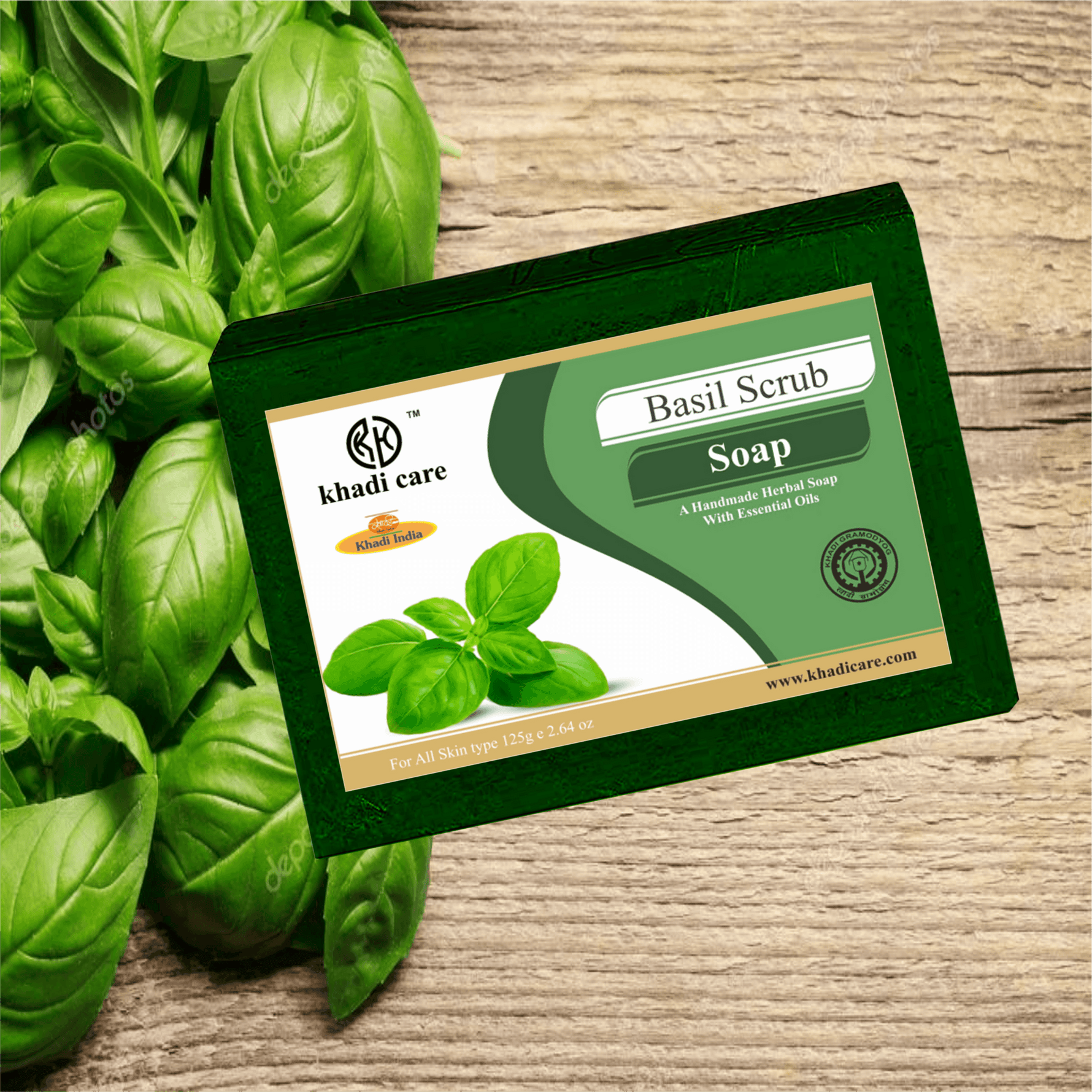 Khadi Care Herbal Basil Scrub Soap - 125g