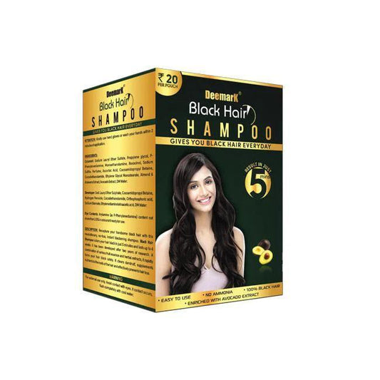 Deemark Black Hair Shampoo (25ml Each) - Pack of 2 - 24 Sachets