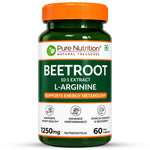Pure Nutrition Beetroot 10:1 Extract + L-Arginine | 1250mg | 60 Veg Capsules