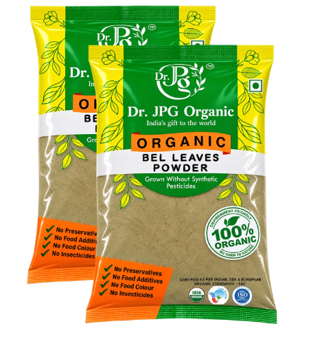 Dr. JPG Organic Beal Leaf Powder | bilva leavespowder | INDIA ORGANIC Certified | (114g Pack Of 2)