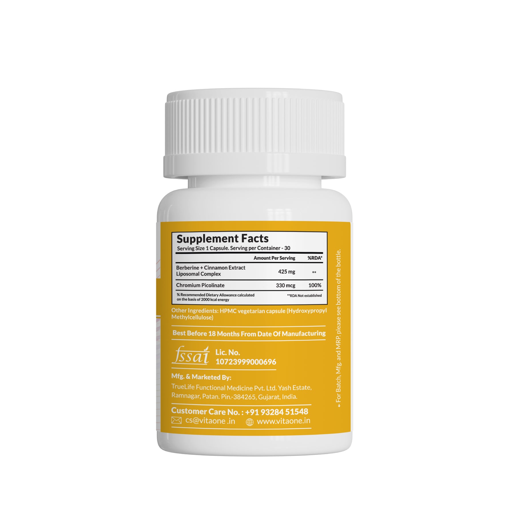 Vitaone Liposomal Berberine with Cinnamon & Chromium Veg Capsule - 30 Capsules