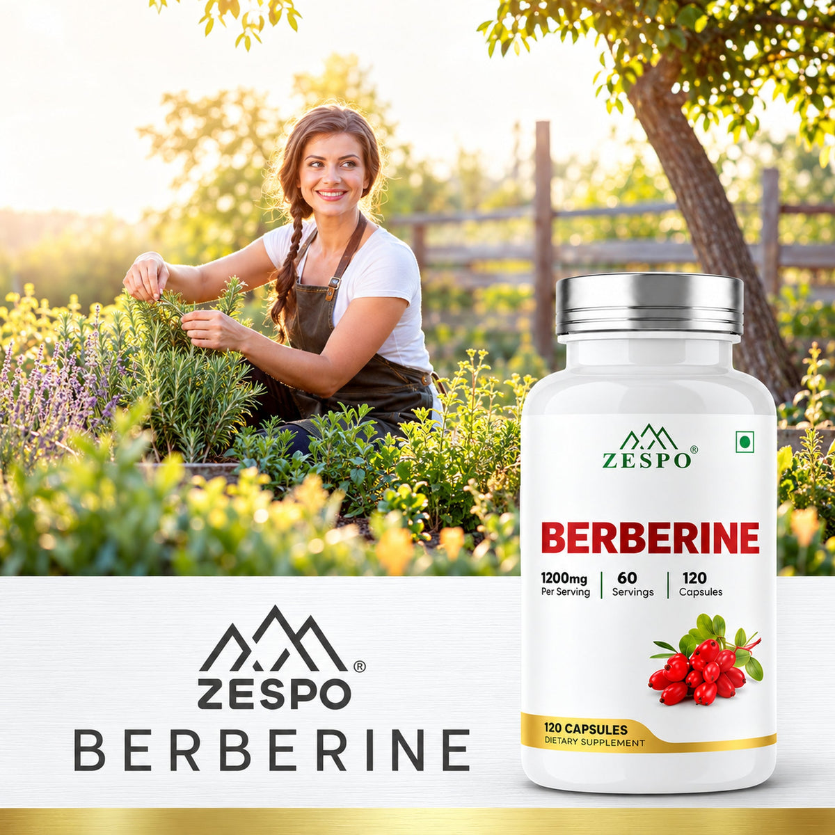 Zespo Berberine Complex 1,200 mg | Berberine HCl with Milk Thistle, Turmeric, Ceylon Cinnamon & Black Pepper | Metabolic & Gut Support | 120 Veg Capsules