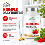 Zespo Berberine Complex 1,200 mg | Berberine HCl with Milk Thistle, Turmeric, Ceylon Cinnamon & Black Pepper | Metabolic & Gut Support | 120 Veg Capsules