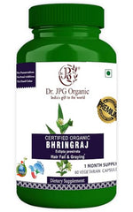 Dr. JPG Organic Bhringraj Capsules For Hair Fall & Graying 60 Veg. Capsules/INDIA ORGANIC Certified.