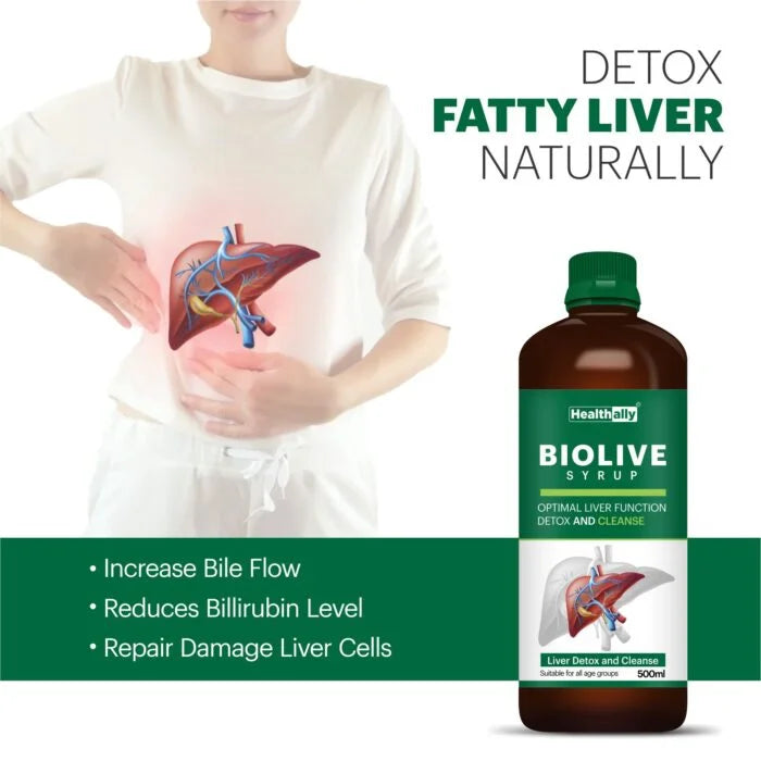 Healthally Biolive Syrup for Liver Support | Fatty Liver Detox Biolive Syrup 500 ml